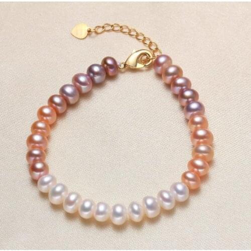 New Favorite Pearl Bracelet Elegant White Pink Laveder Button Real Freshwater Pearl Bracelet Fine Jewelry For Lady Wedding Gift