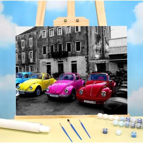 Landscape Car Paint By Numbers Package Acrylic Paints 50*70 Oil Painting Wall Decoration Adults Handiwork Drawing