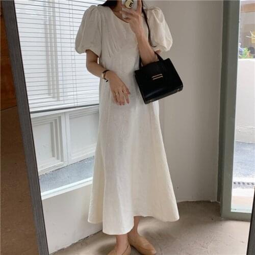Alien Kitty 2021 Summer Dress Gentle Retro White Elegant Office Lady Beach Loose Brief High Waist Women Chic Long Dresses
