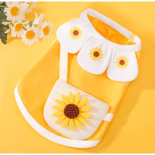 Sunflower Shoulder Bag Dog Pullover Breathable Thin Vest Puppy Yellow Clothes Summer Pet Dog Clothes Beautiful Two-legged Clothe