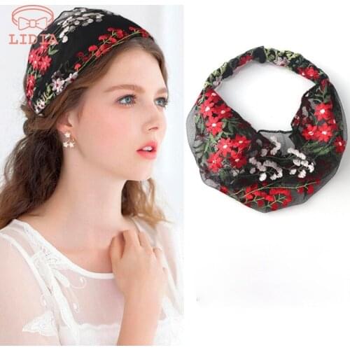 Summer Women Four Seasons Casual Thin Embroidered Headscarf Lace Pressing Hair Band Hot Sale Romantic Headdress Headbands