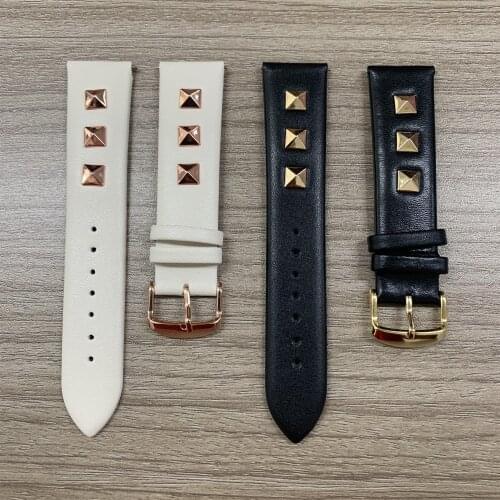 22MM Watch Band Leather Rivet Punk Bracelet for Samsung Galaxy Watch 3/45/46mm/Gear S3 Replacement Strap for Huawei Watch GT 2 1