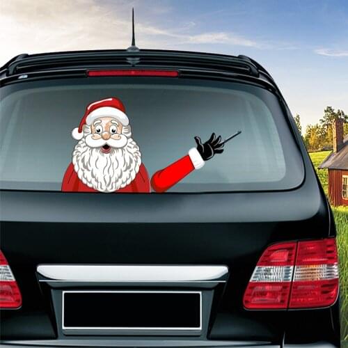 ​Christmas Santa Claus Waving Wiper Decals PVC Rear Window Wiper Stickers Windshield Car Stickers And Decals for Car