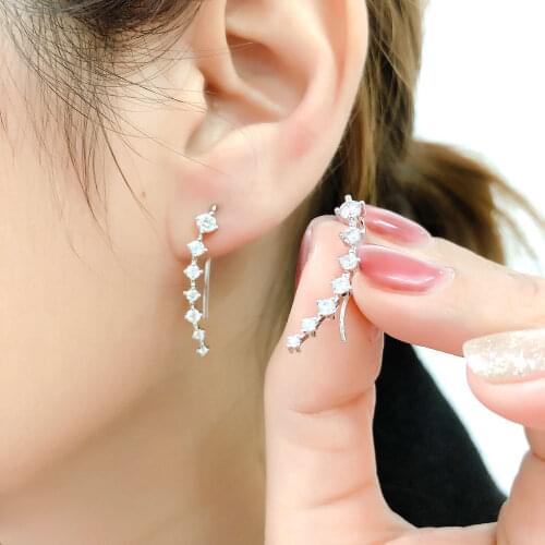 1Pair Trendy Leaf Earrings Ear Climber Womens Flower Fake Pearl Rhinestones Zircon Ear Cuffs Bohemian Style Earrings Jewelry