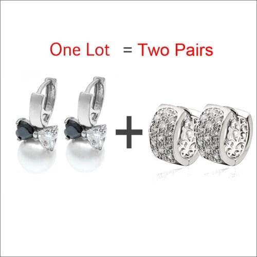 2Pairs/Lot Natrual Freshwater Pearl Earrings Chic Hoop Earings Women Perlen Ohrringe Bijoux Femme Accessorios Mujer E0310 E2233