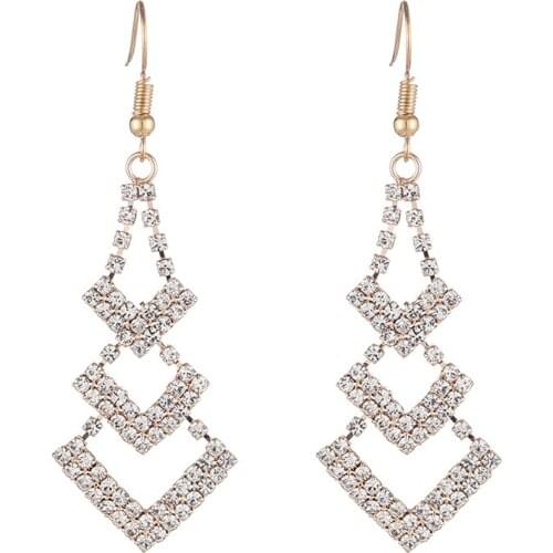 Crystal Drop Earrings Luxury Rhinestone Earring Women Fashion Korean Style Party Jewelry Gift E614