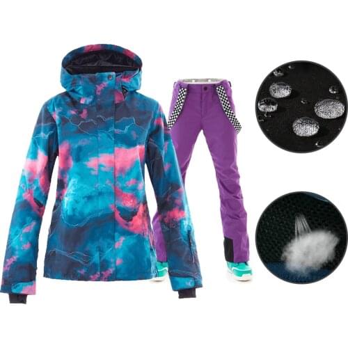 SMN Snowboard Jacket Ski Suit Adult Women Colorful Wind Resistant Waterproof Breathable Outdoor Sport Winter Girls Skiing Suit
