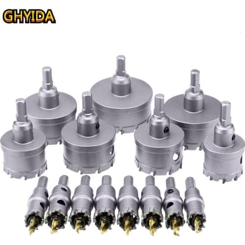 GHYIDA12-200mm TCT Hole Saw Drill Bit Alloy Carbide Cobalt Steel Cutter Stainless Steel Plate Iron Metal Cutting Kit