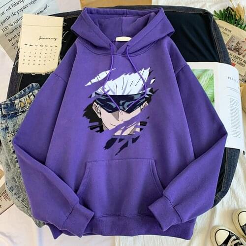 Jujutsu Kaisen Anime Hoodie Men Street Hip Hop Autumn Clothing Vintage Casual Sweatshirt Long Sleeve Fleece Warm Tracksuit Male