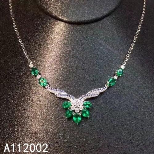 KJJEAXCMY Fine Jewelry Natural Emerald 925 Sterling Silver New Women Pendant Necklace Chain Support Test Luxury Classic