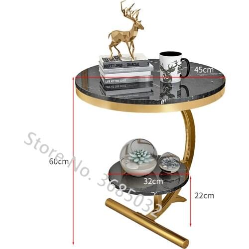 Nordic Coffee Table Marble Fashion Golden Side Table 2Layers Coffee Table Metal Desk Home Furniture Modern Living Room 12kg