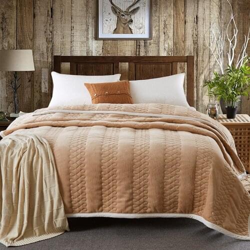 Winter stripe Blanket Thicken warm bed cover 200*230cm-3.4kgs coral fleece duvet 180*200cm bedspread Flannel fleece quilts bed
