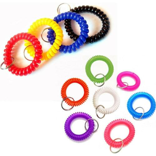 1PCS Retractable Plastic Spring Coil Spiral Bracelet Stretch Key Ring Keychains