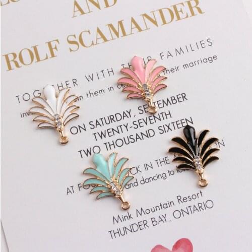 10Pcs/lot New Enamel Jewelry Findings Crystal leaf Charm Pendants For Women Kids Bracelets Neckalce Earrings DIY Making