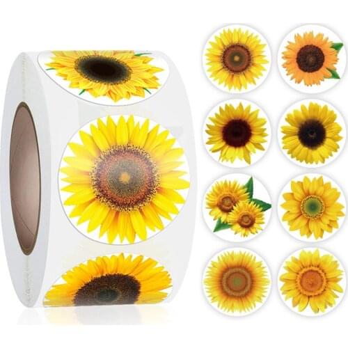 100-500Pcs Novel Sunflower Pretty Flowers Thank You Stickers Sealing Labels for Business Handmade Baking Party Supplies