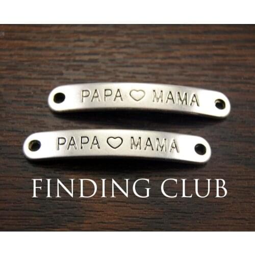 15 pcs Silver Color PAPA love MAMA Connector Charms Zinc Alloy Fit Bracelet Necklace DIY Jewelry 45x7mm