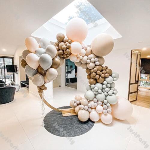 163pcs Doubled Pearl White Coffee Balloon Garland Arch Wedding Decoration Doubled Cream Peach Apricot Brown Baby Shower Decor