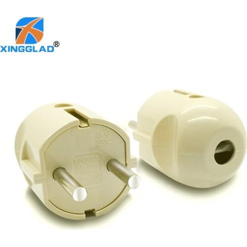 EU Plug 2 Round Pin AC Electrical Power German Type F Schuko Rewireable Plug Male Socket Adaptor Outlet Extension Cord Connector