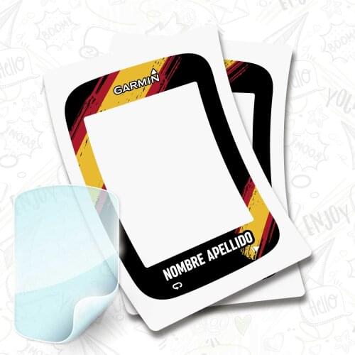 2 X flag stickers Spain name on vinyl for GARMIN EDGE 820 + PROTECTOR hydrogel bike BTT bike customizable