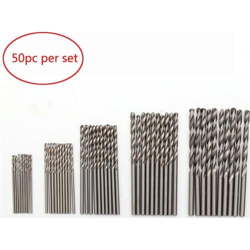 50Pcs HSS Titanium Coated Drill Bits High Speed Steel Drill Bit Set High Quality Power Drilling Tools for Wood 1/1.5/2/2.5/3mm