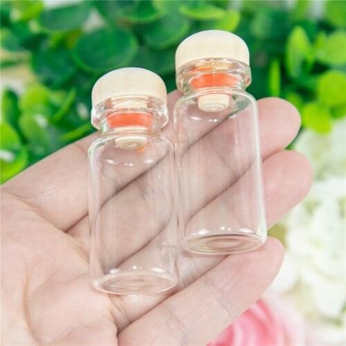 8ml Glass Bottles Pendants With Wood Wedding Gift Accessories Bottles Jars Vial Pendants Diy jewelry 100pcs Free Shipping