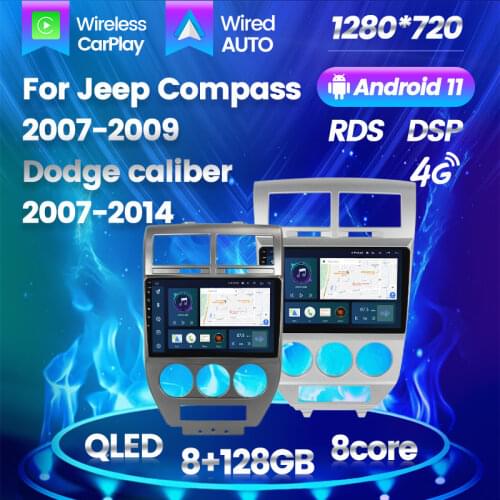 TomoStrong HD 1024X600 4 Core Android 11 Car Multimedia Radio For Jeep Compass 2007 2008 2009 Stereo GPS Navigation Wifi BT FM