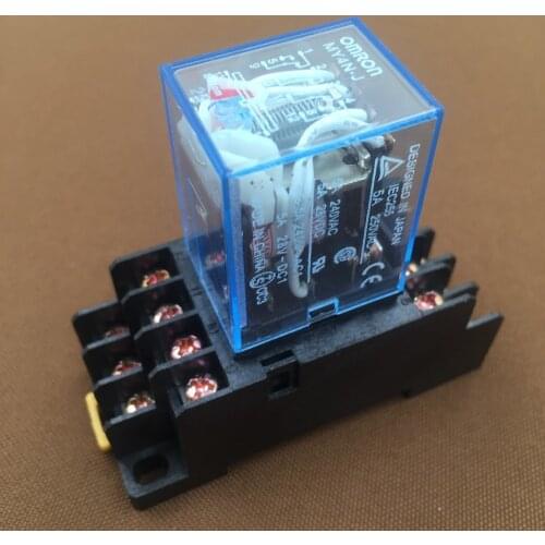 Free shipping Time relay 220V / 240V AC Coil 4PDT Power Relay MY4NJ HH54P-L 14 Pin w PYF14A Socket Base