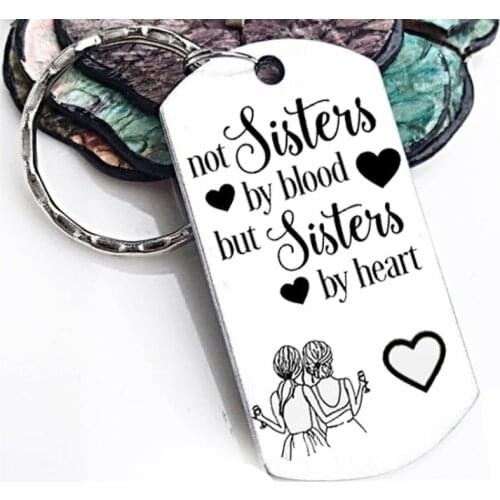 The Best Friend Keychain, BFF Keychain ,Not Sisters by Blood But Sisters by Heart Keychain for Sisters, Best Friend Gifts 2 Colo