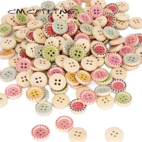 CMCYILING 100 Pcs/lot 4 Holes Wood Buttons For Scrapbooking Decorative Accessories /Sewing Crafts Buttons