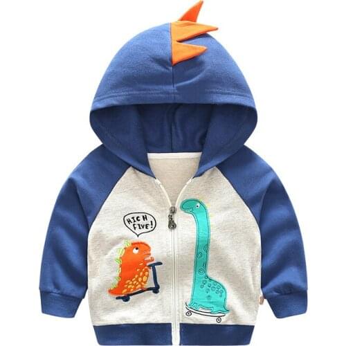 High quality 2019 new children hoodies sweatshirt Boys girls cotton Embroidery cartoon monster dinosaurs toddler kids clothes