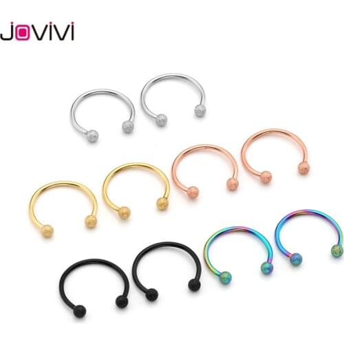 Jovivi Stainless Steel 16G 14mm Matte Ball Horseshoe Hoop Rings Captive Bead Ring Nose Ear Helix Cartilage Tragus Daith Septum