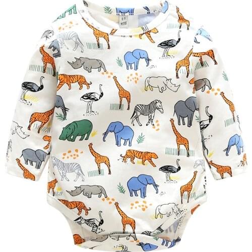 Long Sleeve Animal Rompers for Boys Newborn Baby 3 6 9 12 18 24 Months Bodysuit Cotton Unsex O-Neck Top Botton