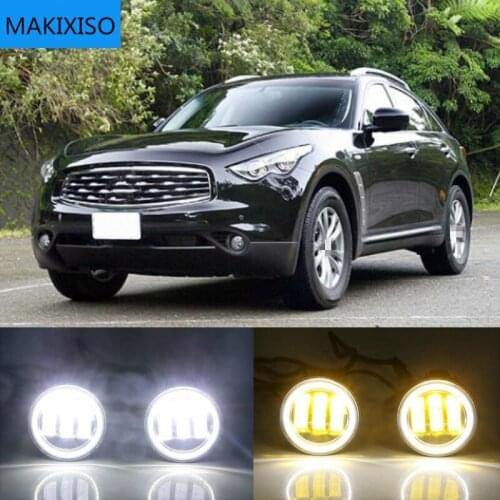 Car Fog light Kit Angel Eye DRL For Infiniti FX35 EX25 M G25 QX50 QX70