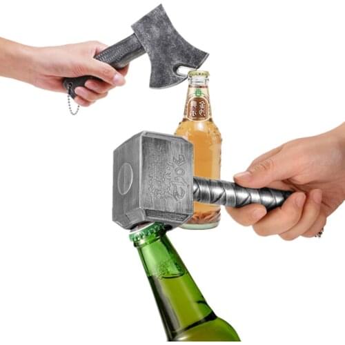 Creative Retro Beer Bottle Openers Multifunction Hammer Of Thor Shaped Beer Corkscrew Long Handle Beer Bottle Opener With Magnet