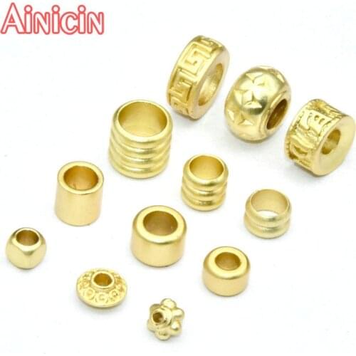 DIY Jewelry Making 4~10mm Gold Plating Matt Big Hole Spacer Roundel Beads For Bracelets Necklace Making Findings 100pcs