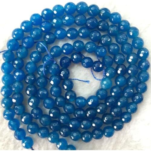 Hot sale Lapis lazuli blue chalcedony jades 4mm 6mm 8mm 10mm 12mm faceted round loose beads jewelry making findings 15inch GE811