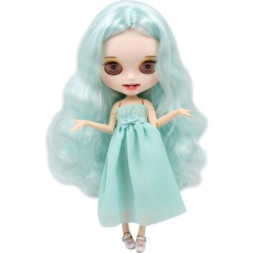 ICY DBS Blyth Doll BJD Carved lips Open mouth Matte customized face Blue hair 1/6 Joint body bjd DIY toy girl gift