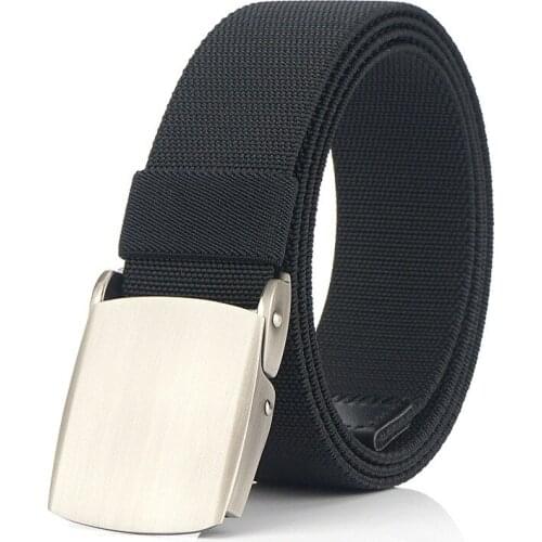 Mens elastic belt smooth buckle student elastic simple Korean young man fashion wild jeans canvas belt