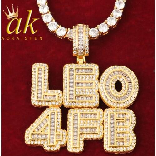 Custom Baguette Name Pendant Gold Color Hip Hop Jewelry