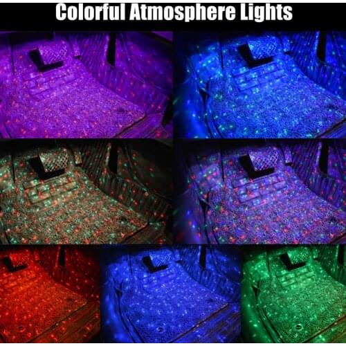Car Atmosphere Light Strip Colored Stars Car Foot Lamp Modified Colorful Voice-activated LED Decorative Car Atmosphere Light