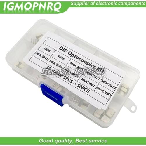 DIP Optocoupler Kit hjxrhgal 10value*5PCS=50PCS 4N25 4N35 MOC3021 MOC3022 MOC3023 MOC3041 MOC3043 MOC3052 MOC3061 MOC3063 DIP