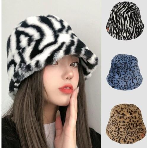New Fashion Women Retro Bucket Hat Faux Fur Fisherman Cap Multicolor Soft Warm Cloche Hats Winter Outdoor Casual Accessories