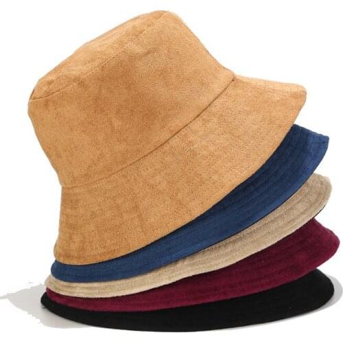 Spring Corduroy Bucket Hats Women Vintage Double sided Sun Hat Men Autumn Outdoor Fisherman Sun Basic Caps Unisex PJ208