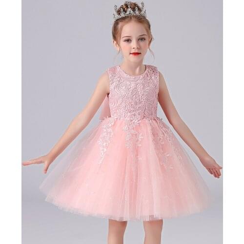 Girls Dress For Kids Elegant Costumes Wedding Party Clothes Frock Flower Beading Gown Princess Summer Girls Short Dress