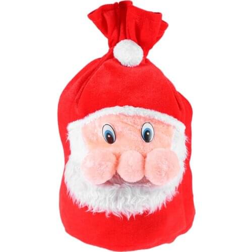 Santa Claus Gift Bag Drawstring Plush Christmas Candy Gift Present Pouch Sack Xmas Santa Costume Accessory