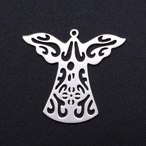 Hollow Angel Pendant Female Fashion Cutting Stainless Steel Accessories DIY Angel Skirt Charm
