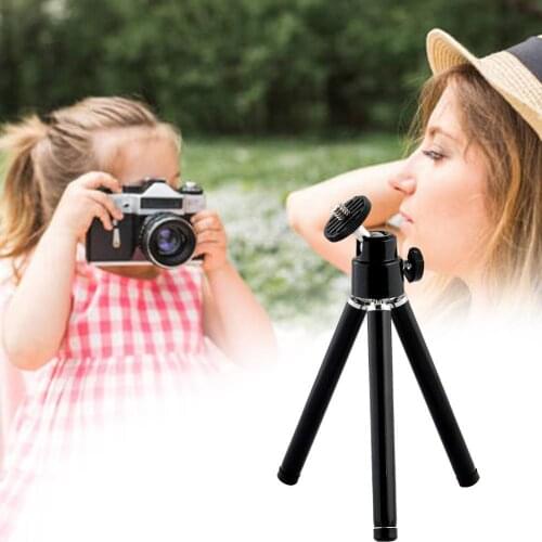 Portable Telescopic Aluminum Tripod Two Mini Mobile Phones Aluminum Tube Section 2 360° Can Be Adjusted Freely Tripod Stand