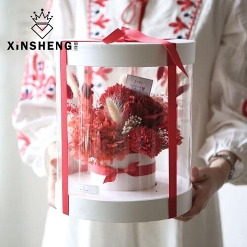 Transparent round Gift Box Flower Pot Flower Packaging Bouquet Arrangement party christmas Valentines Day Wedding & Engagement