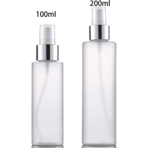100/200ml Empty Refillable Plastic Spray Bottle Scrub Frosted Fine Mist Perfume Aluminum Atomizer Cosmetic Container Portable