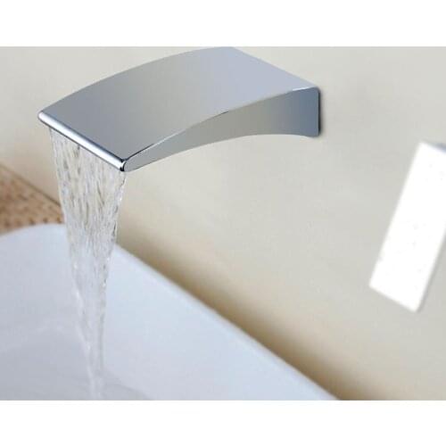 AZOS Wall Mounted Bathtub Filling Faucet Bathroom High Flow Bathtub Sprinkler Square Waterfall Spout Waterfall Faucet Chrome